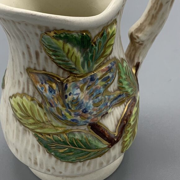 Vintage Individual Mini Creamer with Birds Gold Gilt Handpainted HC 1967 3" Tall - Picture 1 of 8